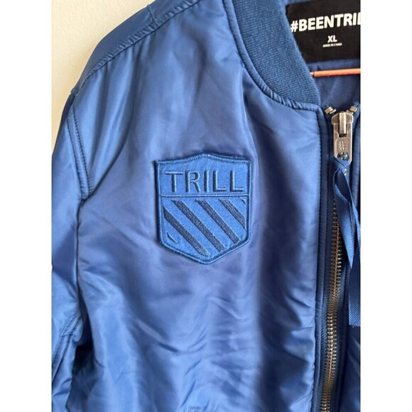 BeenTrill Mens Patch Bomber Jacket Blue Size XL - Picture 8 of 15